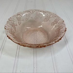 Pink depression glass harvest grape bowl